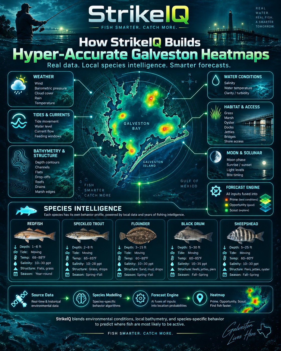 Beneath the BiteMap: How StrikeIQ Builds Galveston’s Fishing Heatmaps.
