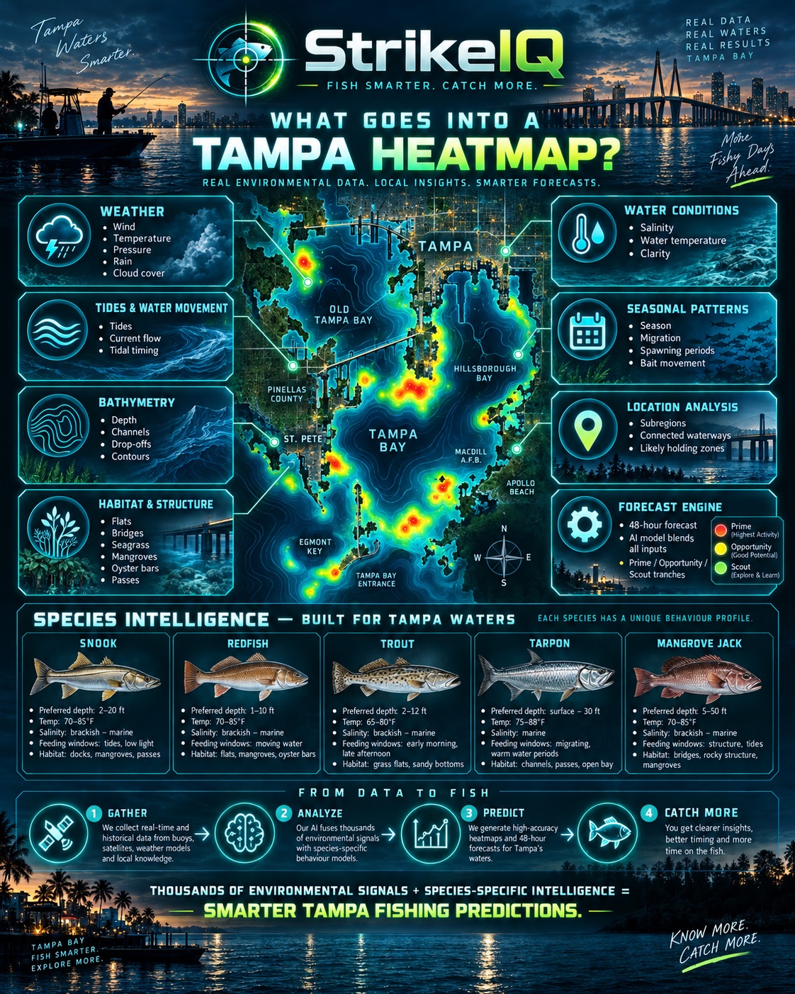 Beneath the BiteMap How StrikeIQ builds Tampa Bay’s fishing heatmaps